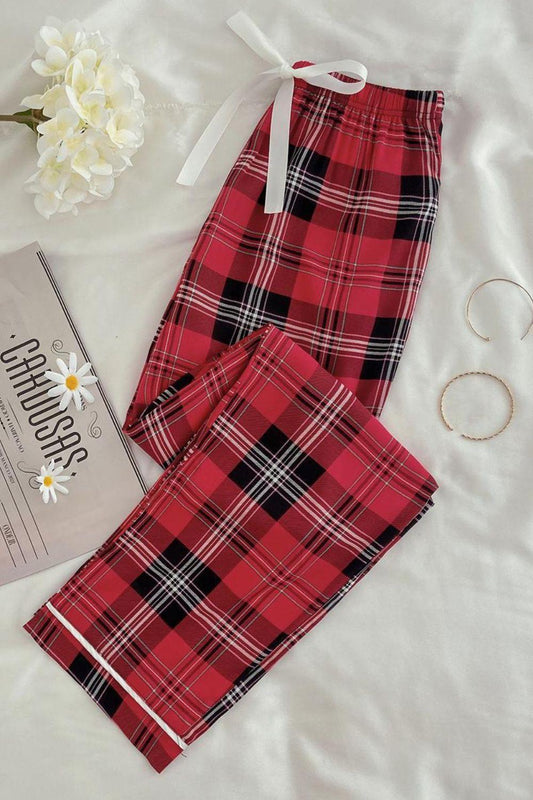 Plaid Tied Loungewear Pants Carauana Store