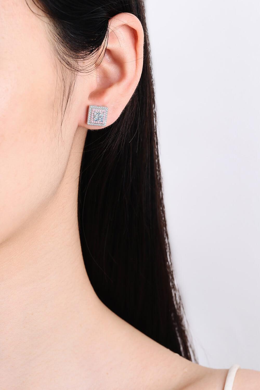 Moissanite Square Stud Earrings Carauana Store