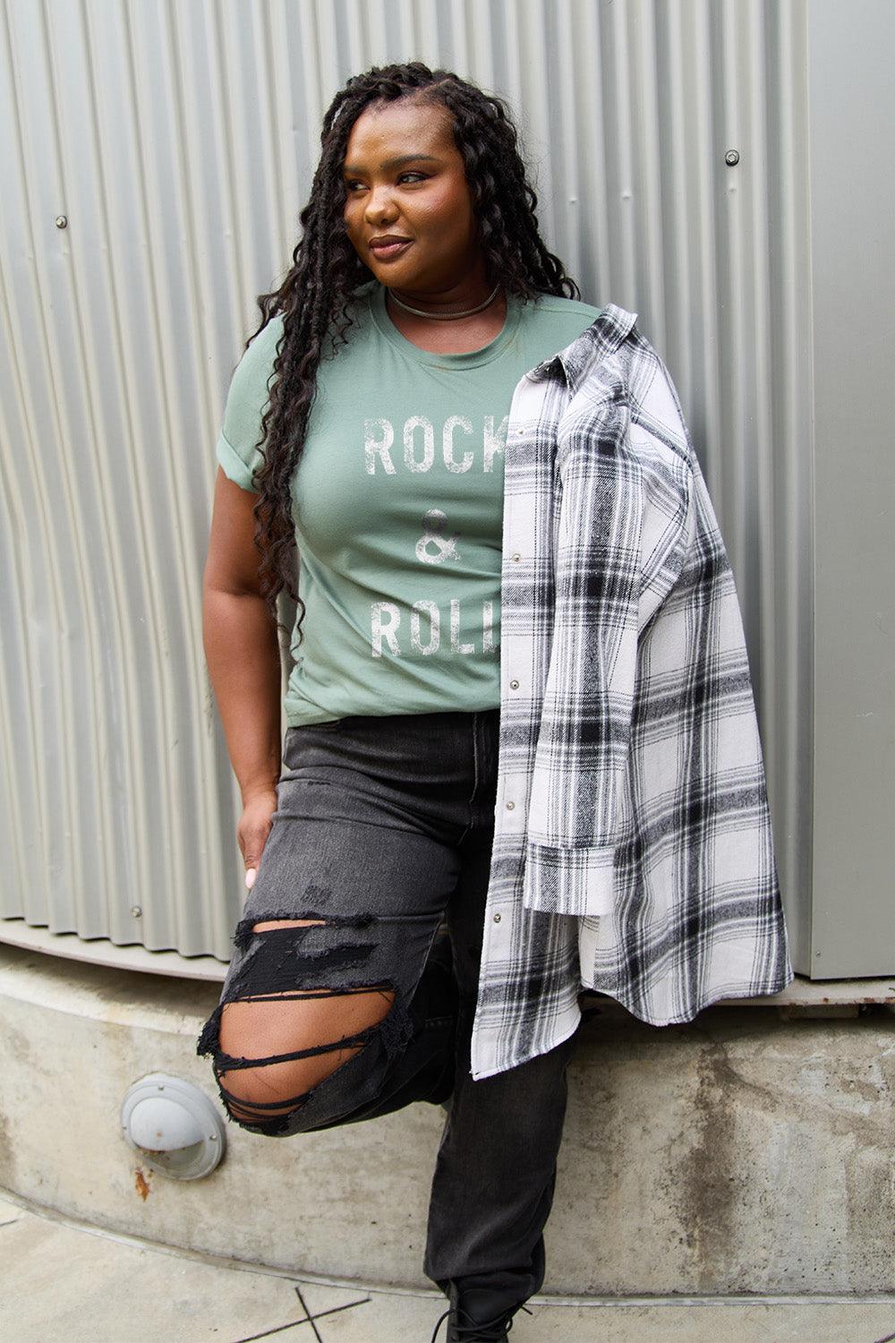 Simply Love Full Size ROCK & ROLL Short Sleeve T-Shirt Carauana Store