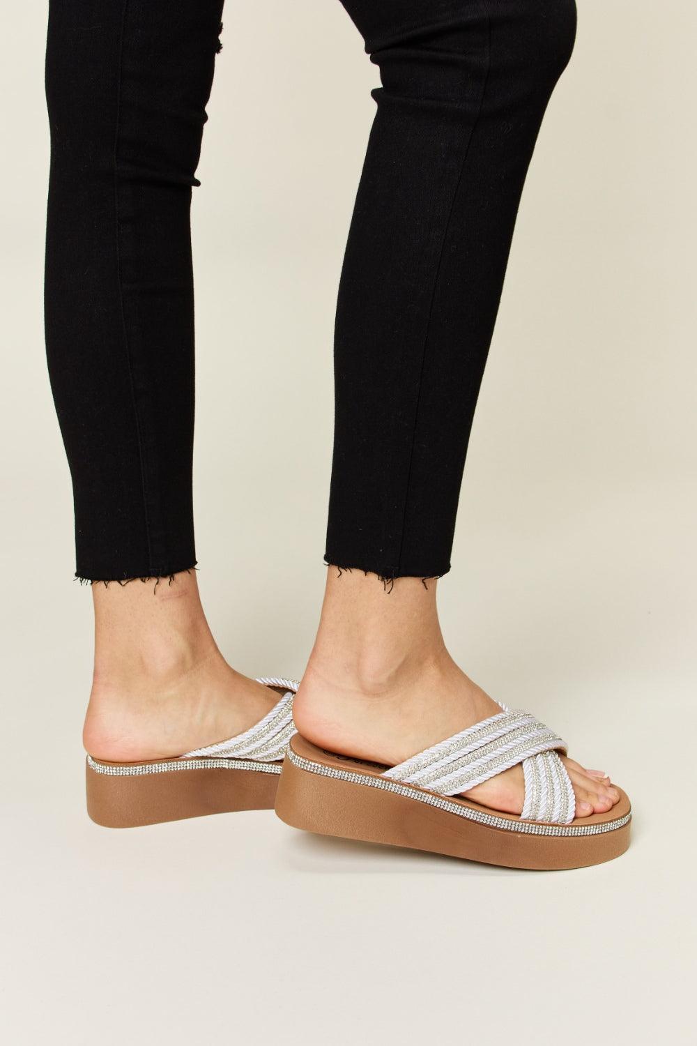 Forever Link Rhinestone Platform Wedge Sandals Carauana Store