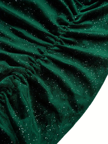 Glitter Ruched Cowl Neck Wrap Dress Carauana Store