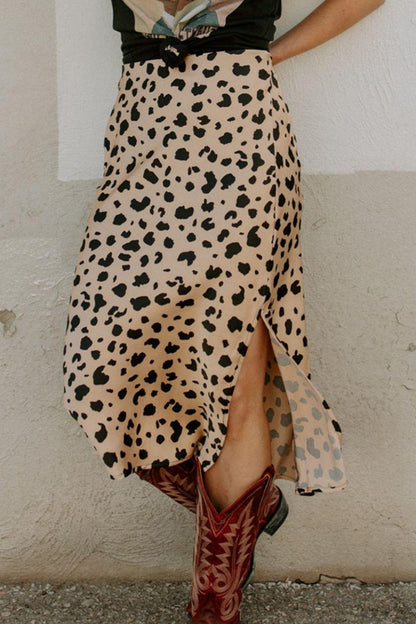 Slit Printed Midi Skirt Carauana Store