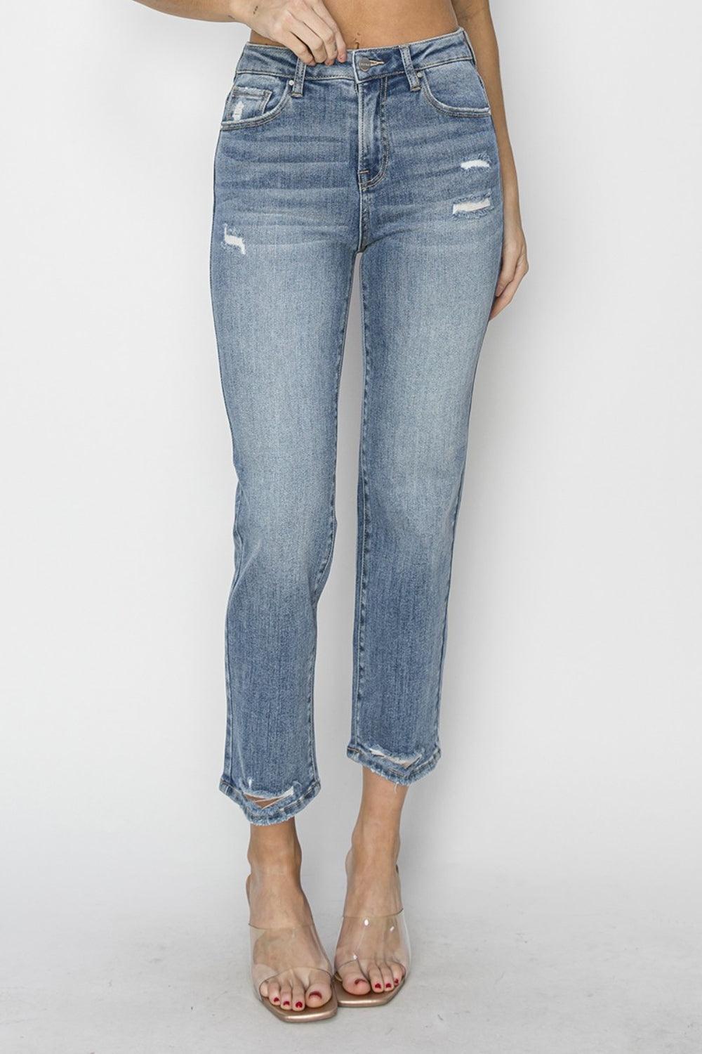 RISEN Full Size High Waist Distressed Cropped Jeans Carauana Store