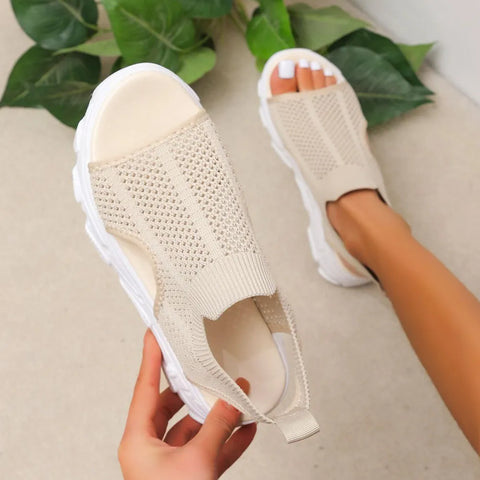 Peep Toe Cutout Mesh Sandals