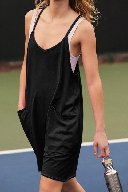 Pocketed Spaghetti Strap Romper Carauana Store