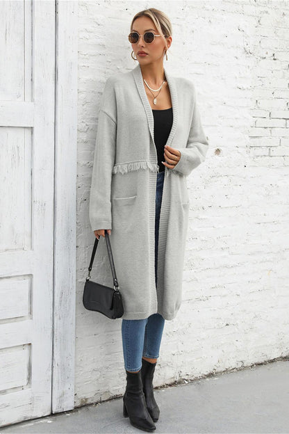 Angel Wings Open Front Pocketed Cardigan Carauana Store