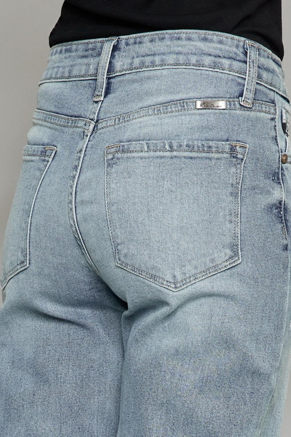 Kancan High Waist Raw Hem Cropped Wide Leg Jeans Carauana Store