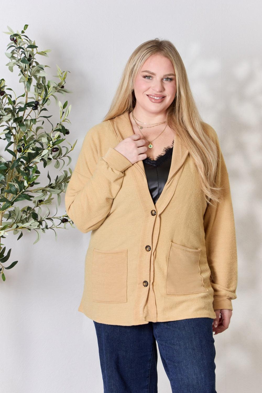 Heimish Full Size Button Up Long Sleeve Cardigan Carauana Store