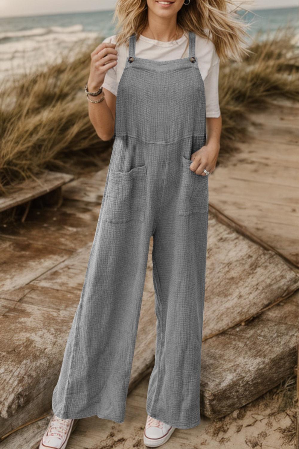 Full Size Wide Leg Front Pocket Jumpsuit Carauana Store