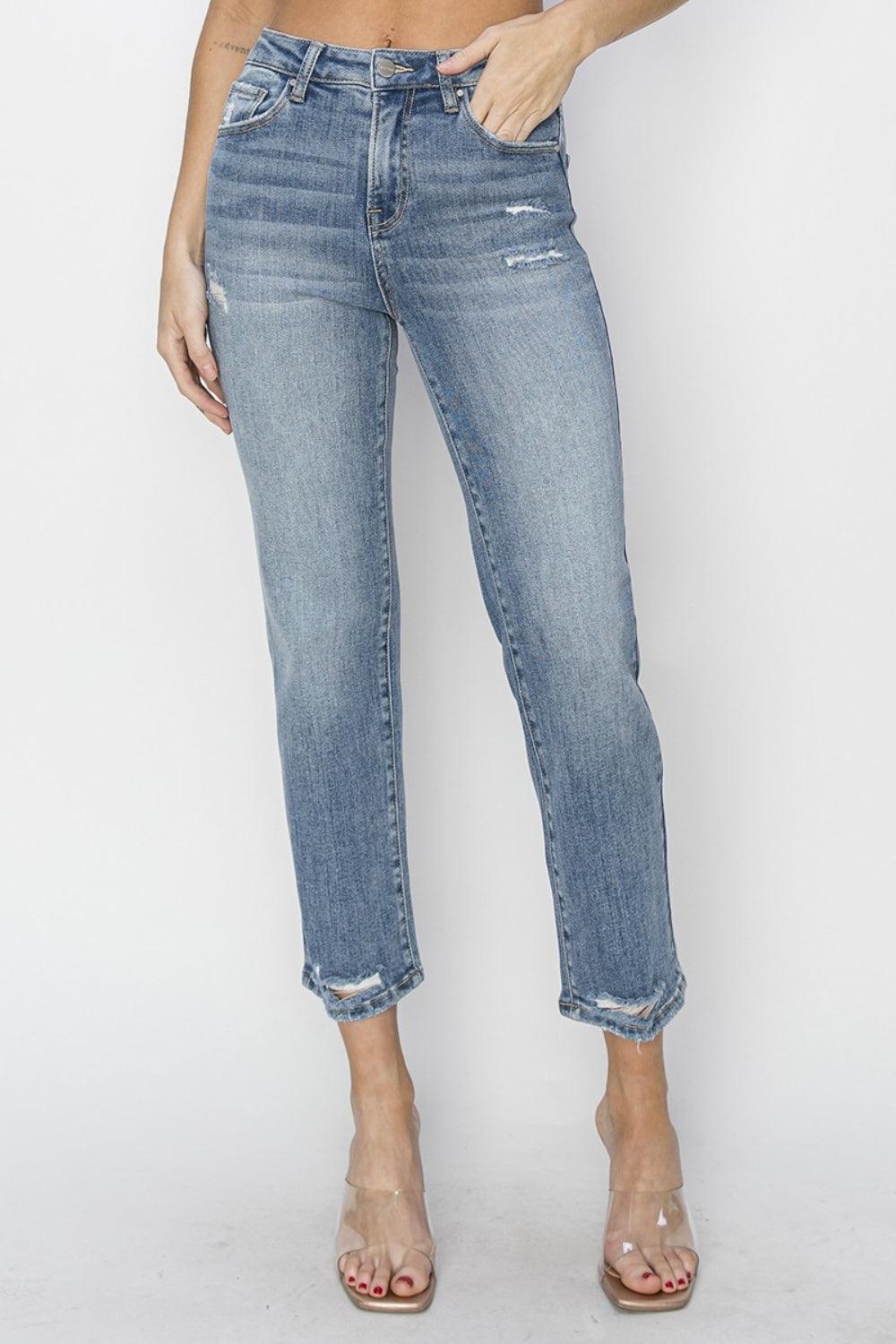 RISEN Full Size High Waist Distressed Cropped Jeans Carauana Store