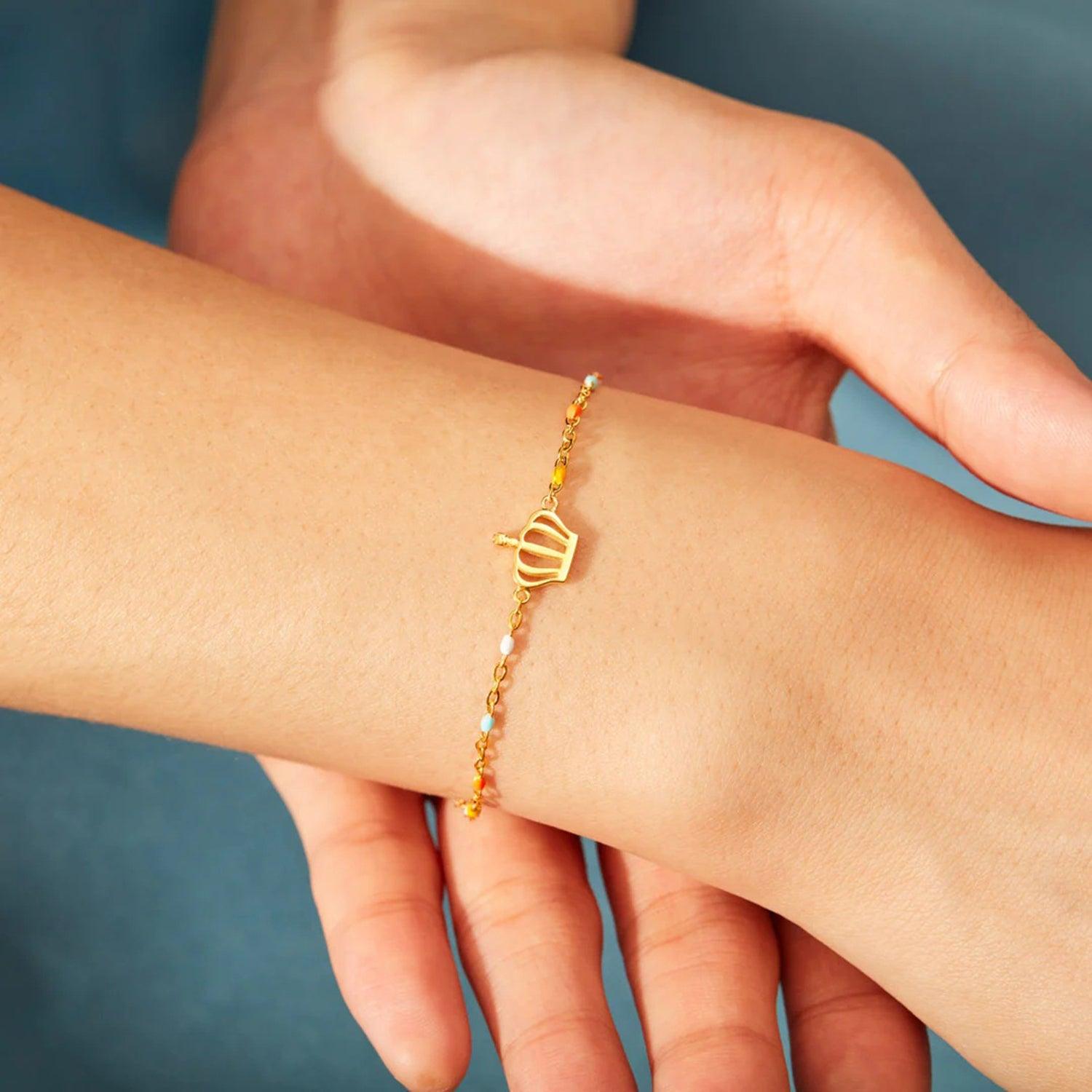 Crown Shape 18K Gold-Plated Bead Bracelet Carauana Store