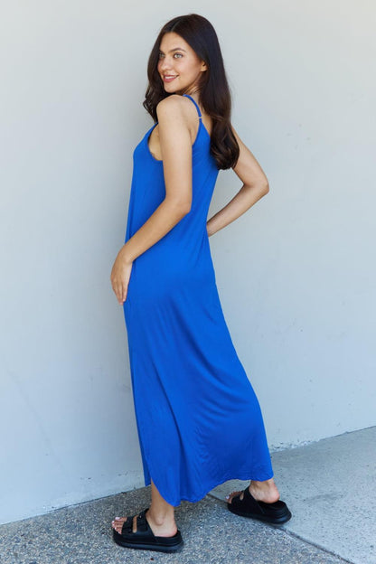 Ninexis Good Energy Full Size Cami Side Slit Maxi Dress in Royal Blue Carauana Store