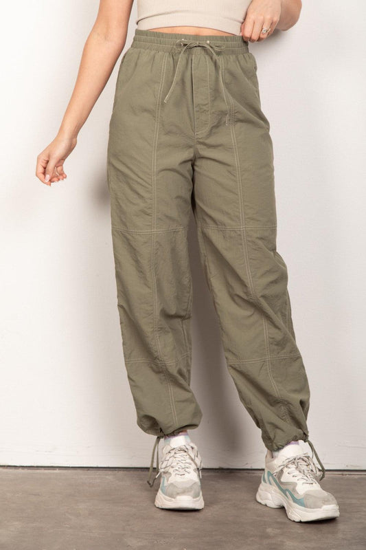 VERY J Drawstring Woven Parachute Joggers Carauana Store