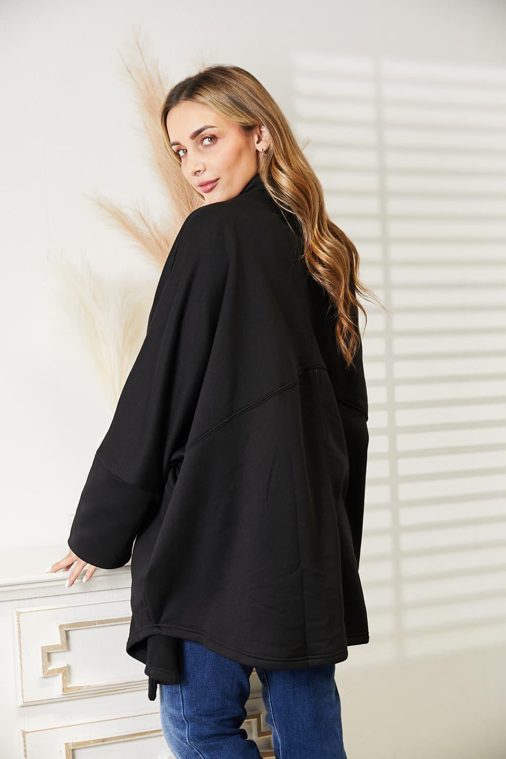 HEYSON Full Size Open Front Cardigan with Scarf Design Carauana Store