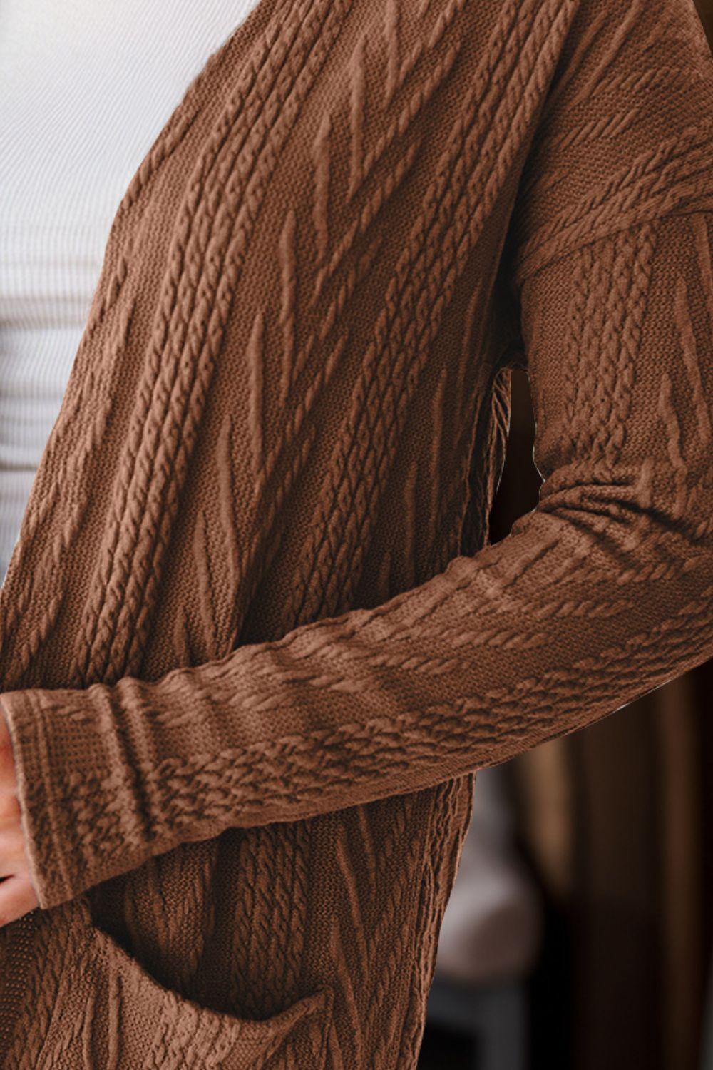 Textured Open Front Cover Up with Pockets Carauana Store