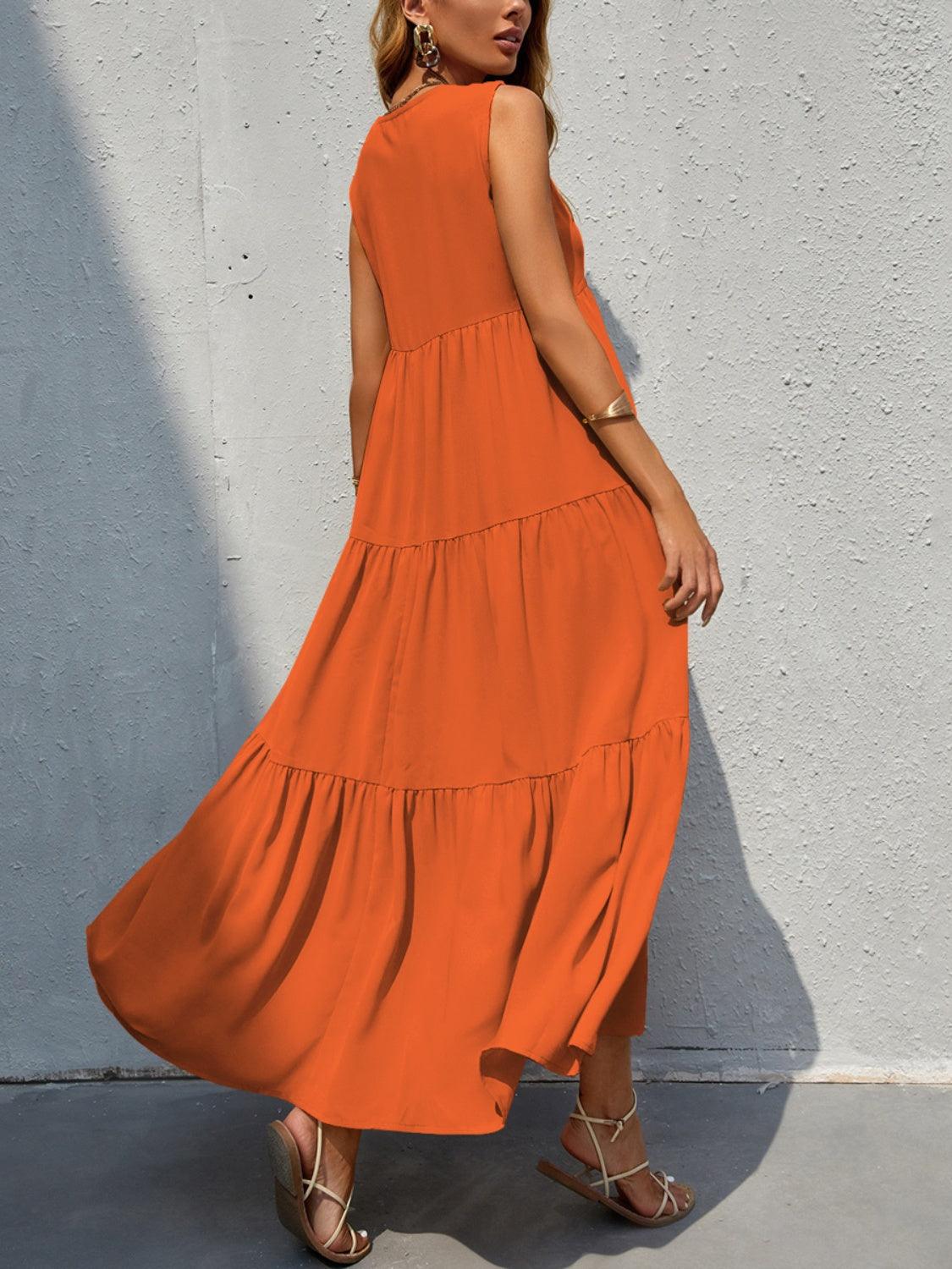 Tiered V-Neck Sleeve Dress Carauana Store