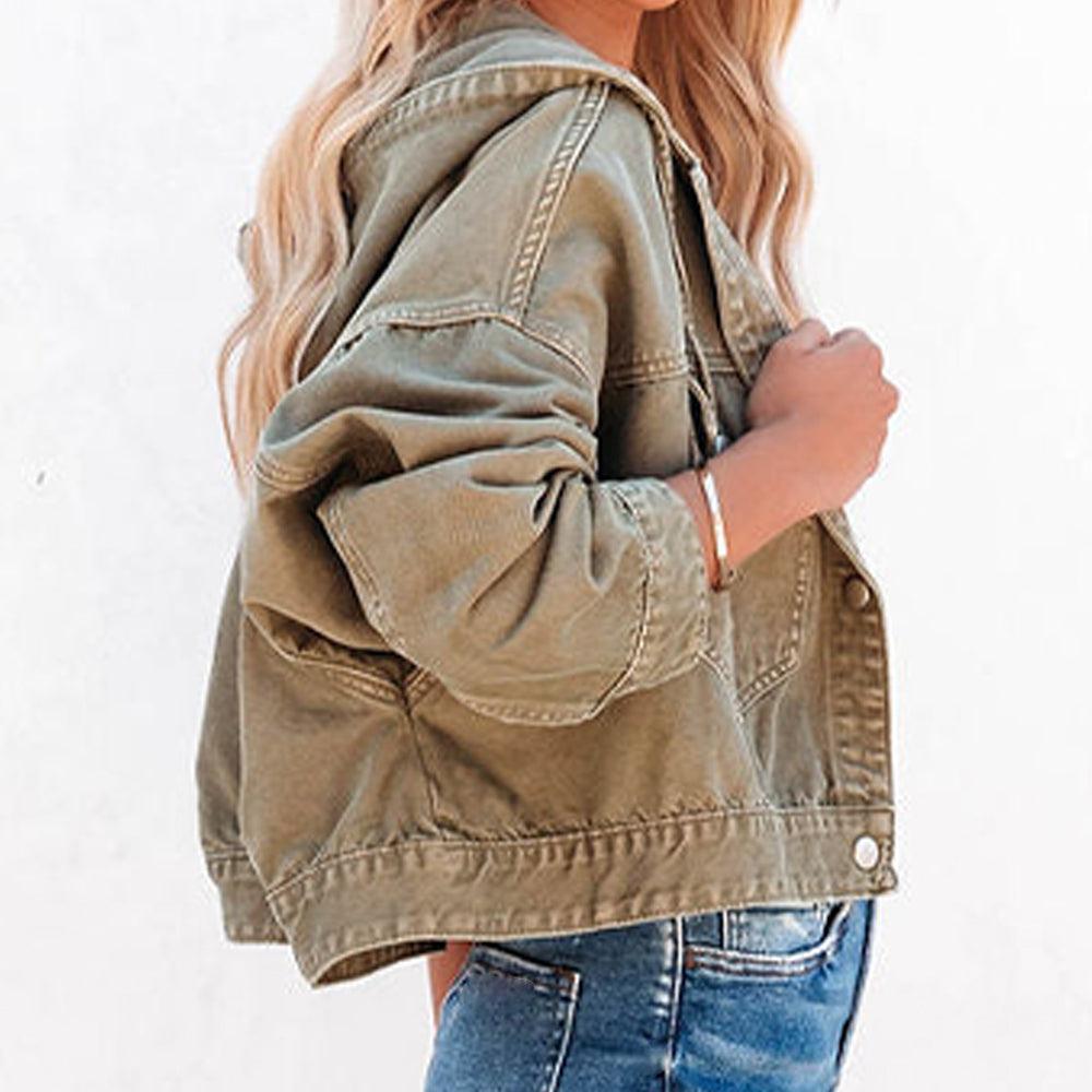 Hooded Dropped Shoulder Denim Jacket Carauana Store