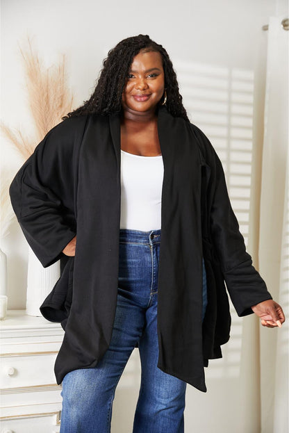 HEYSON Full Size Open Front Cardigan with Scarf Design Carauana Store