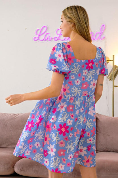 BiBi Floral Puff Sleeve Mini Dress Carauana Store