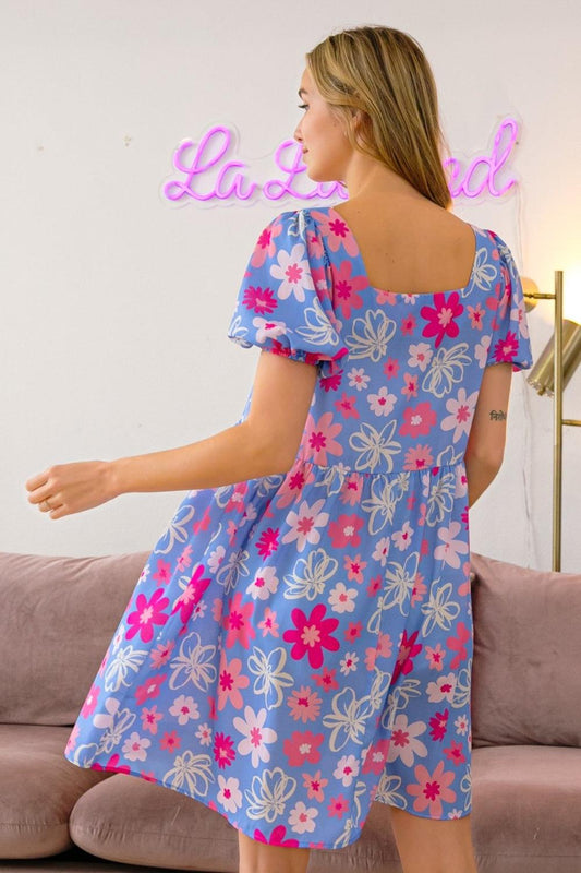 BiBi Floral Puff Sleeve Mini Dress Carauana Store