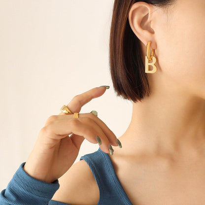Letter B Titanium Steel Earrings Carauana Store