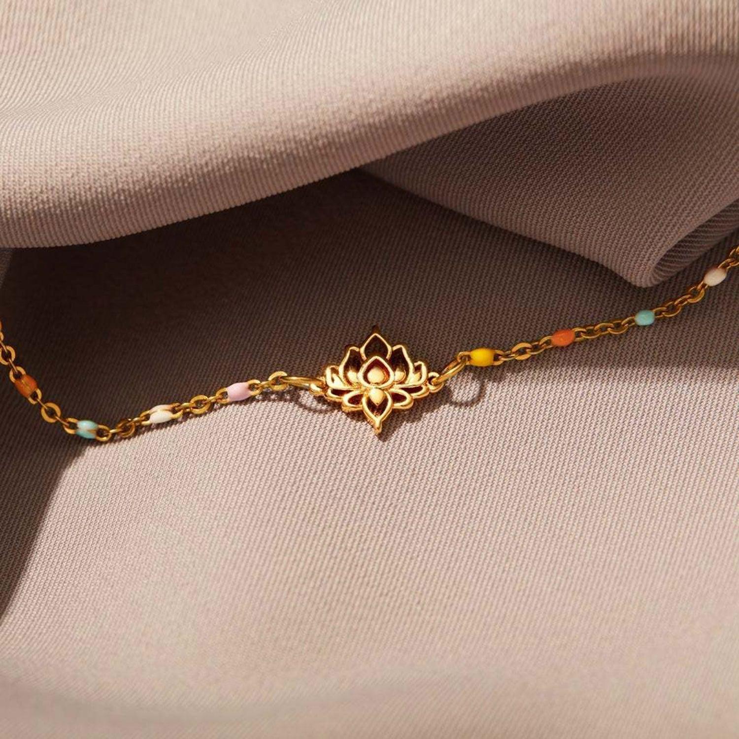Lotus Shape 18K Gold-Plated Bead Bracelet Carauana Store