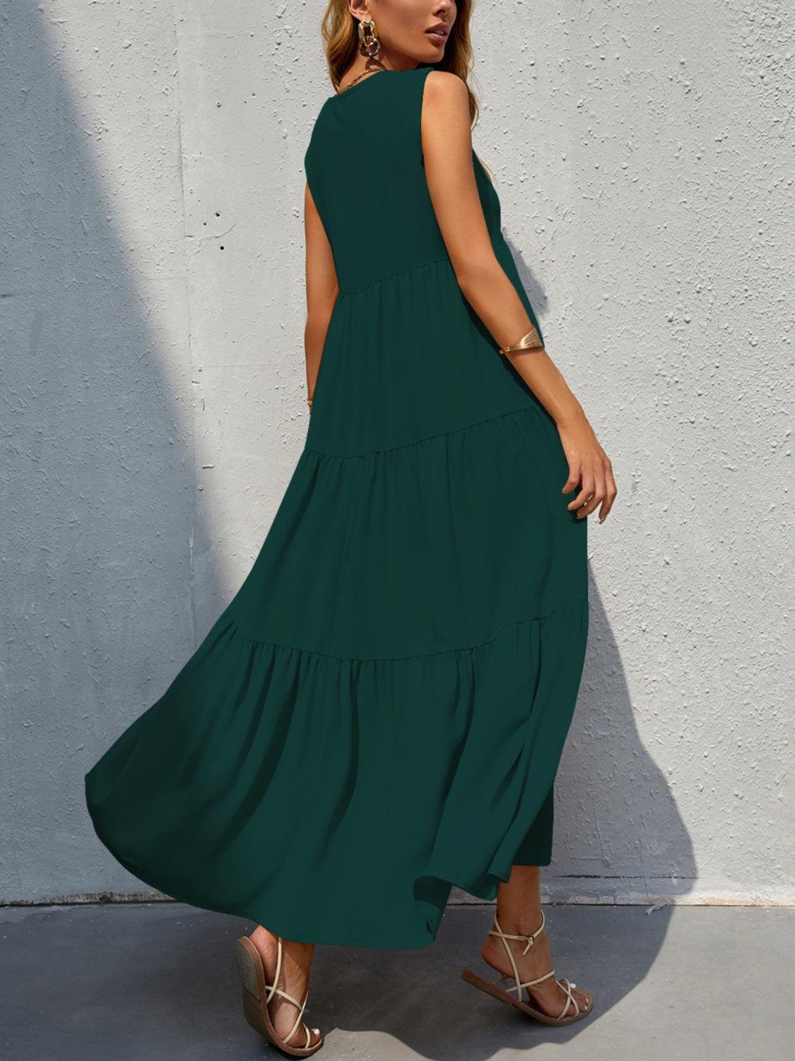 Tiered V-Neck Sleeve Dress Carauana Store
