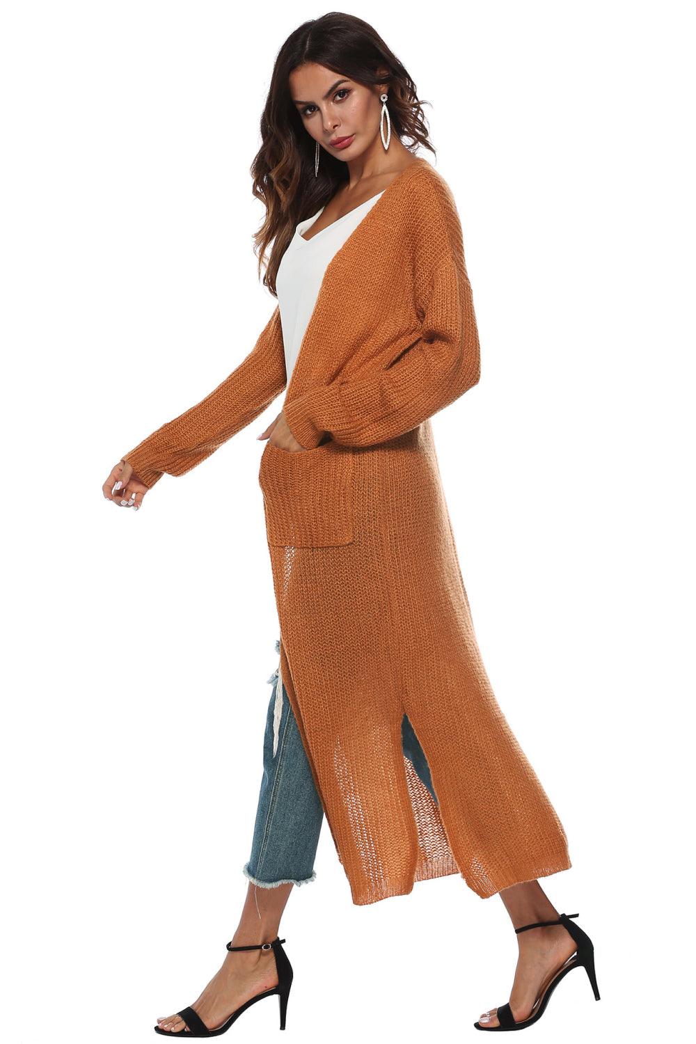 Long Sleeve Open Front Buttoned Cardigan Carauana Store