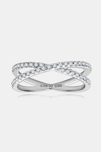 Moissanite 925 Sterling Silver Crisscross Ring Carauana Store