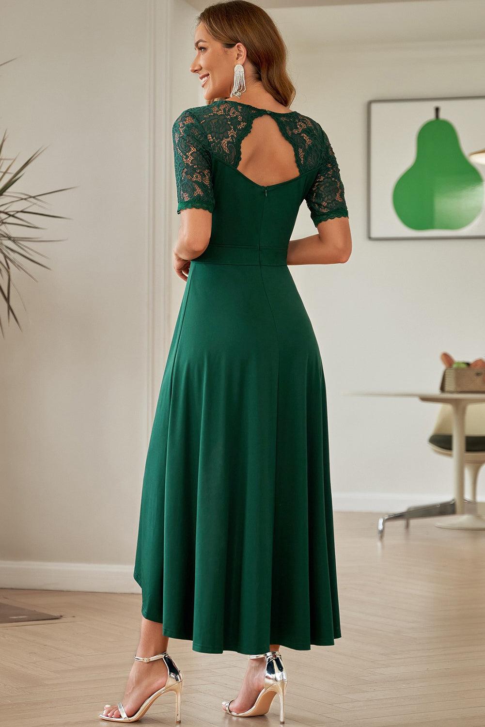 Lace Cutout V-Neck Short Sleeve Dress Carauana Store