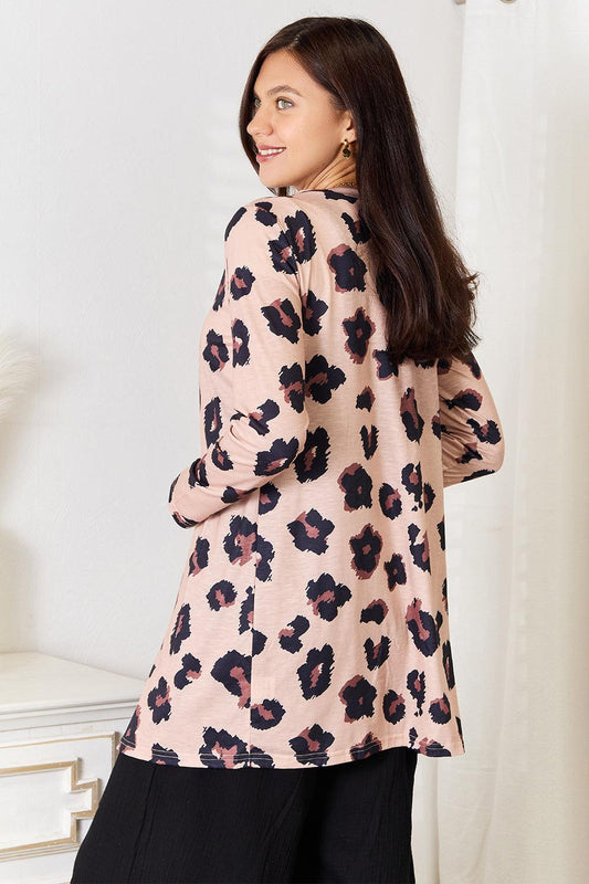 Double Take Printed Button Front Longline Cardigan Carauana Store