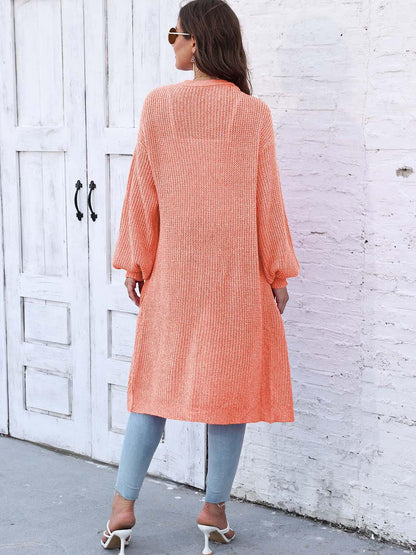 Open Front Longline Cardigan with Pockets Carauana Store