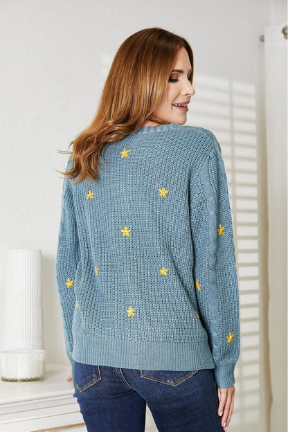 HEYSON Full Size Floral Embroidered Cable Cardigan Carauana Store