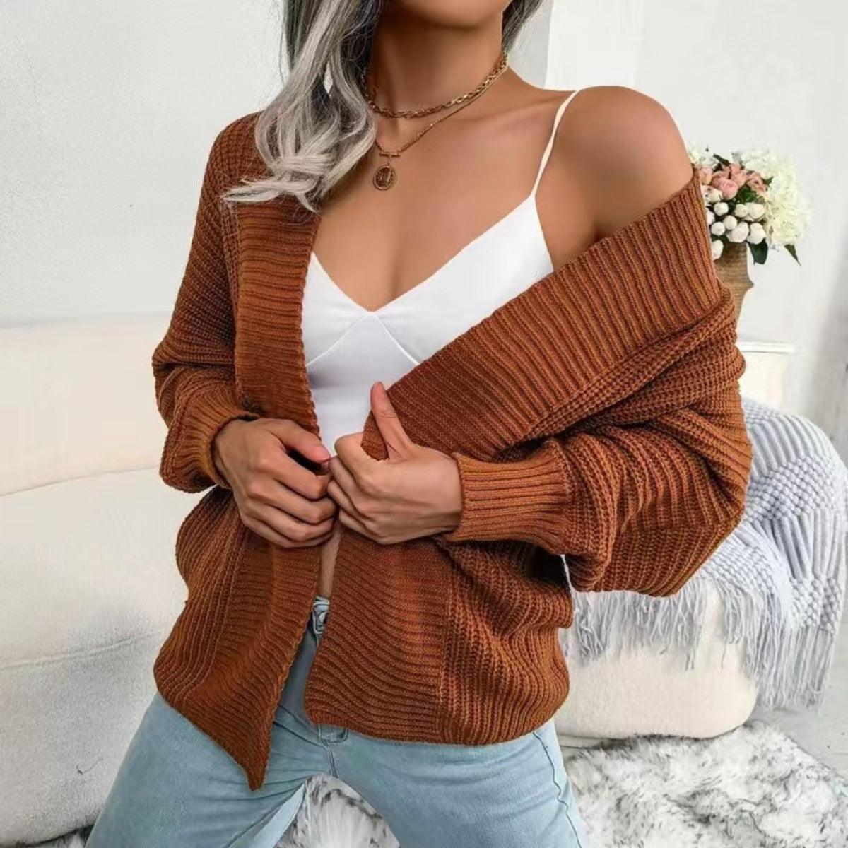 Open Front Lantern Sleeve Cardigan Carauana Store