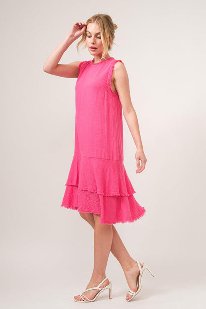 And The Why Washed Fringe Detail Tiered Dress Carauana Store