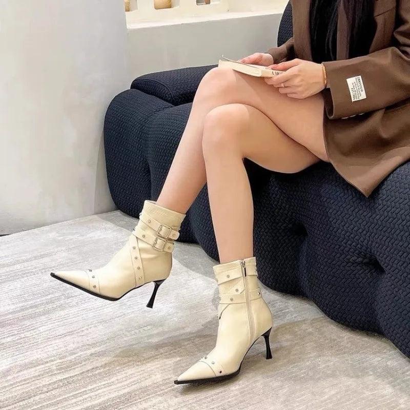 Ankle Studded New Rock Shoes Gothic Style Winter