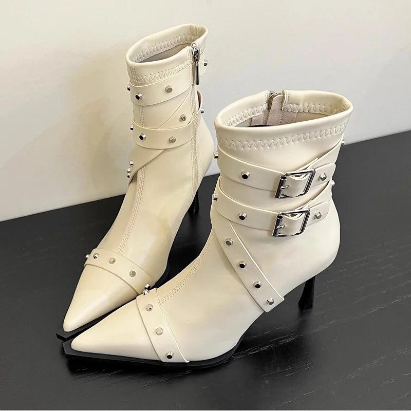 Ankle Studded New Rock Shoes Gothic Style Winter