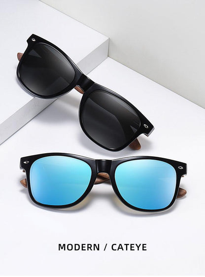 BARCUR Sunglasses Anti Blue Night Vision Mirror Free Wood Box