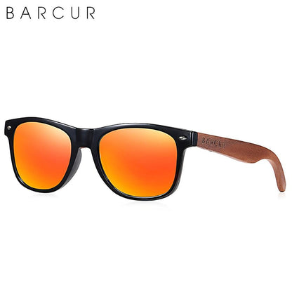 BARCUR Sunglasses Anti Blue Night Vision Mirror Free Wood Box