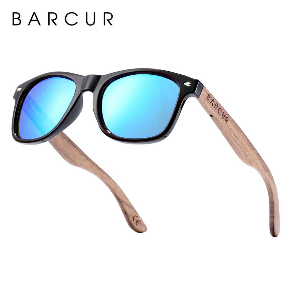 BARCUR Sunglasses Anti Blue Night Vision Mirror Free Wood Box