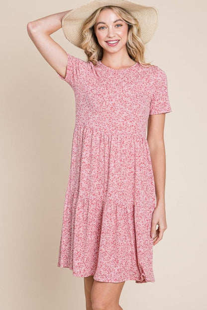 BOMBOM Printed Short Sleeve Mini Dress Carauana Store