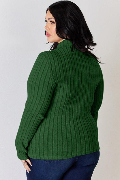 Basic Bae Full Size Ribbed Mock Neck Long Sleeve T-Shirt Carauana Store