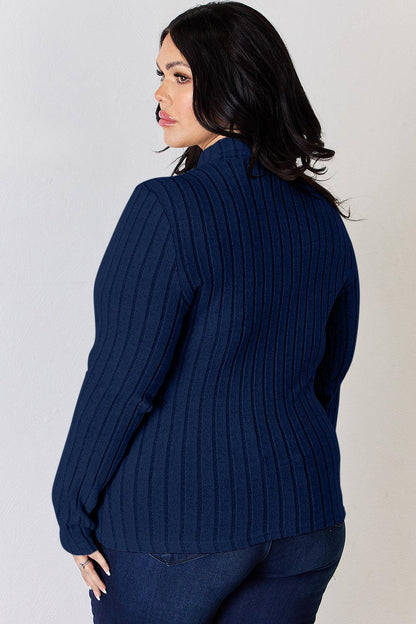 Basic Bae Full Size Ribbed Mock Neck Long Sleeve T-Shirt Carauana Store