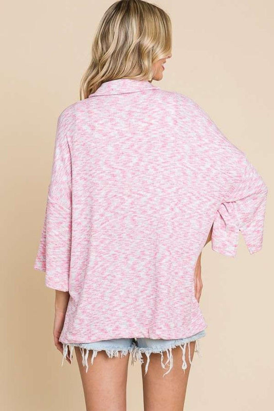 Culture Code Button Up Drop Shoulder Slit Shirt Carauana Store