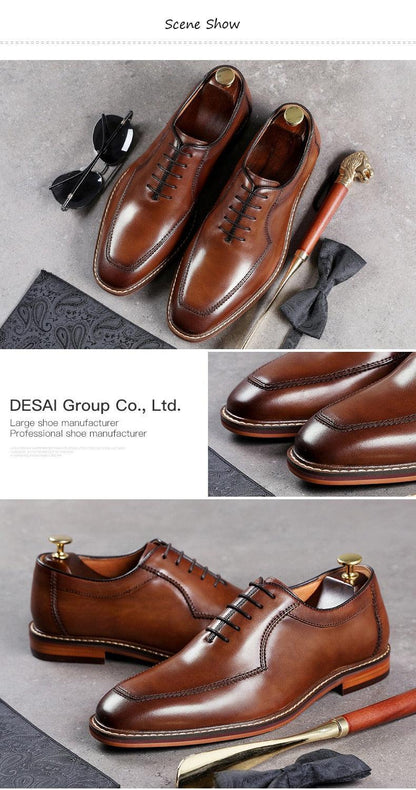 Desai Men Dress Shoes Oxfords Genuine Leather Italian Formal Shoes