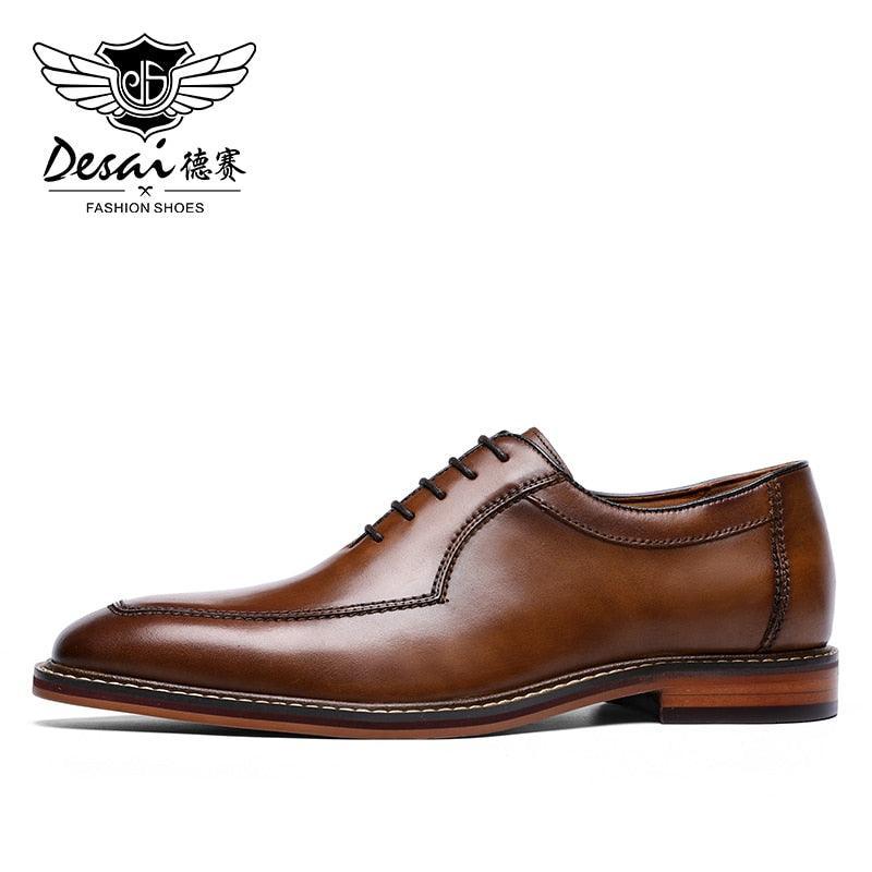 Desai Men Dress Shoes Oxfords Genuine Leather Italian Formal Shoes