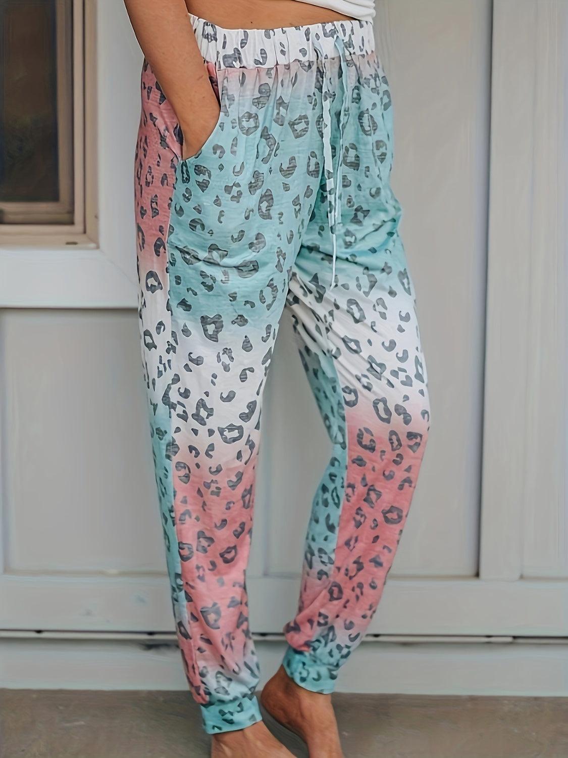 Drawstring Leopard Pants with Pockets Carauana Store