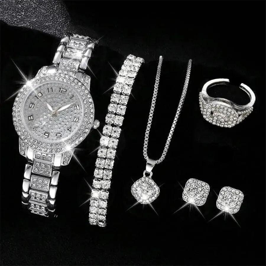 Fashion &amp; Casual Quartz Watch with Rhinestone Bracelet - Elegant Design