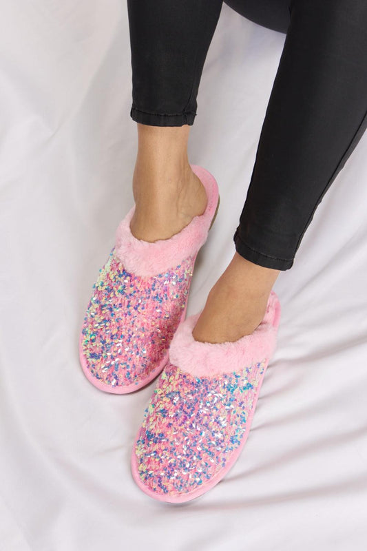 Forever Link Sequin Plush Round Toe Slippers Carauana Store