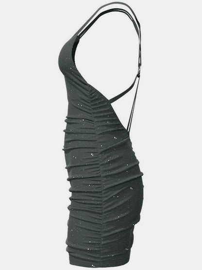 Glitter Double Spaghetti Straps Mini Dress Carauana Store